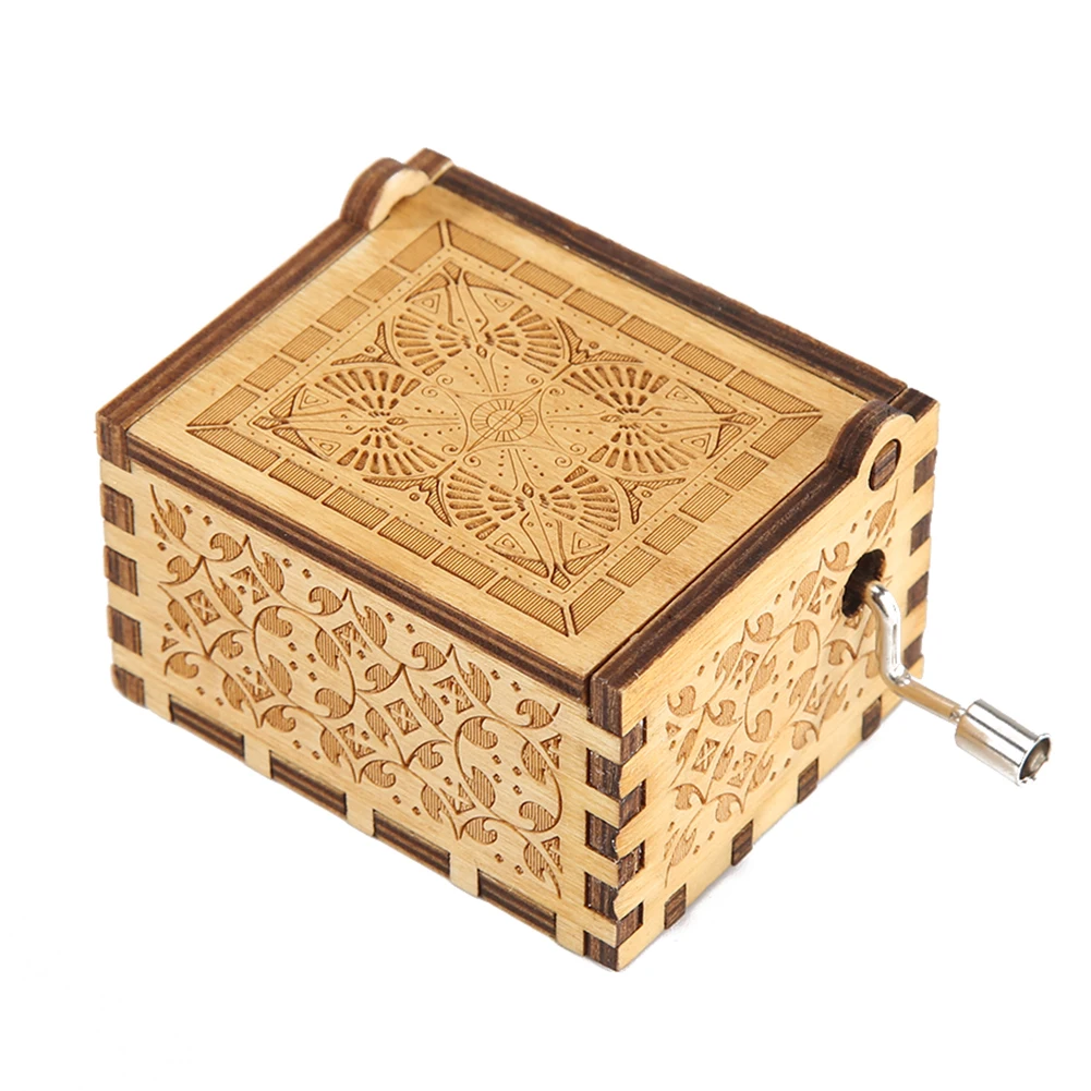 Hand Cranked Music Box Antique Carved Lion King Music Box Hand Cranked Wooden Musical Christmas Birthday Gift Home Decoration