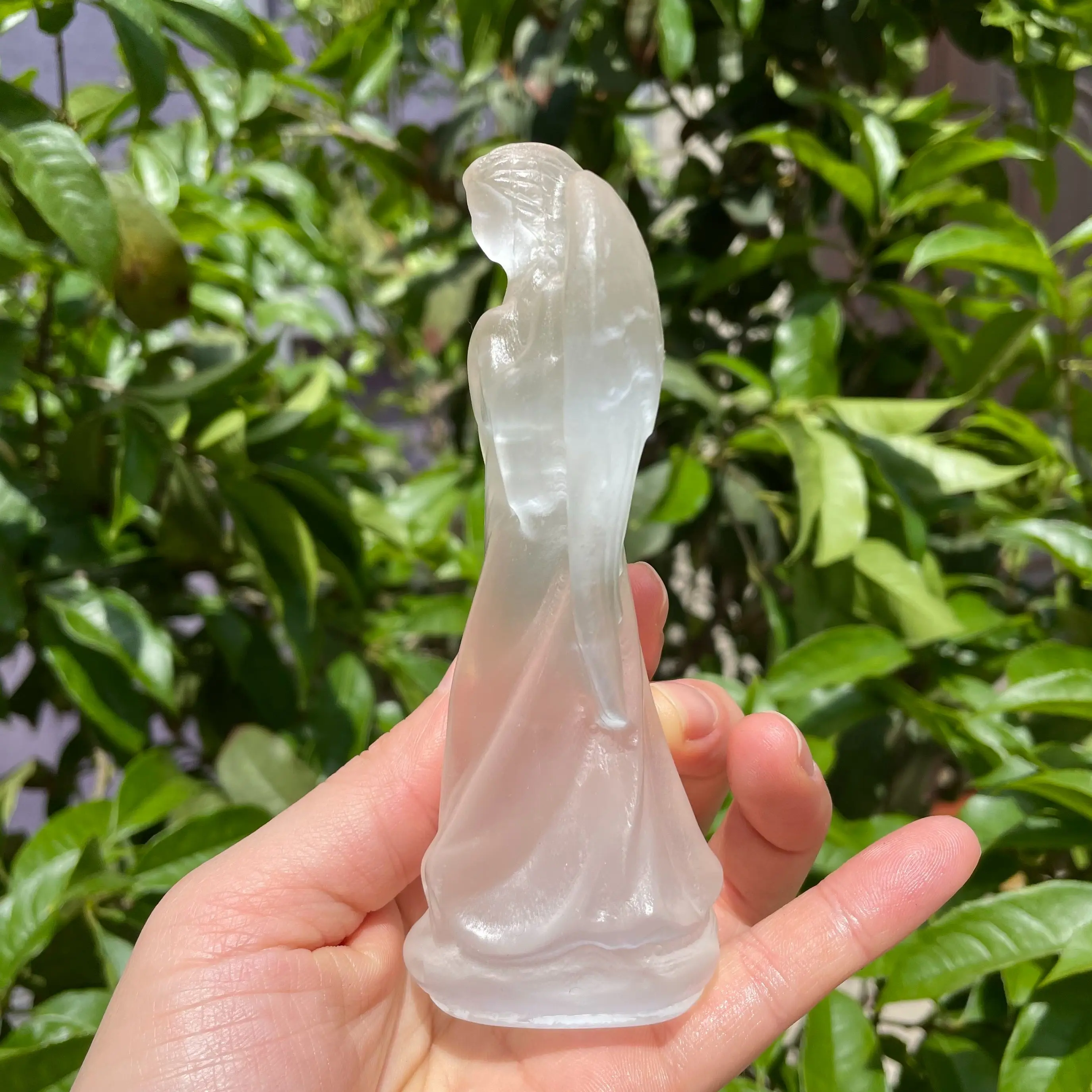 12cm Natural Selenite Crystal Carvings Angel Figure Gypsum Ornament Statue Reiki Healing Decorative Sculpture Modern Room Design 2