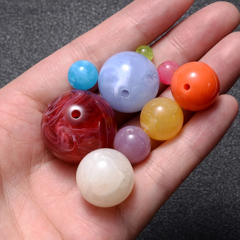 6-18mm Gradient Acrylic Beads Round Cat's Eye Loose Spacer Beads For Jewelry Making Diy Handmade Bracelet Necklace Accessories acrylic beads