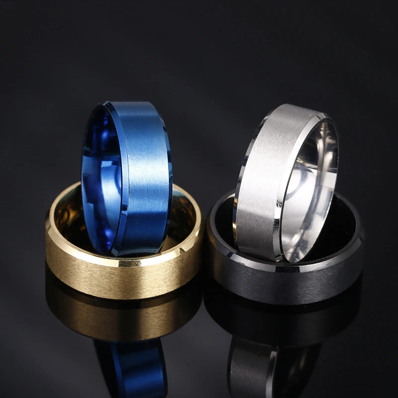 Elegant Brushed Stainless Steel Couples Wedding Band – Available in 4 Classic Colors