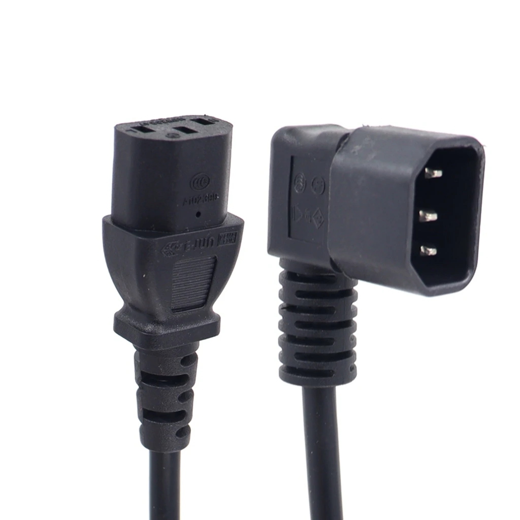 IEC 320 C14 앵글형 남성-여성 케이블, 90도 C14-C13 전원 연장 케이블 (PDU UPS용), H05VV-F VDE AC 코드