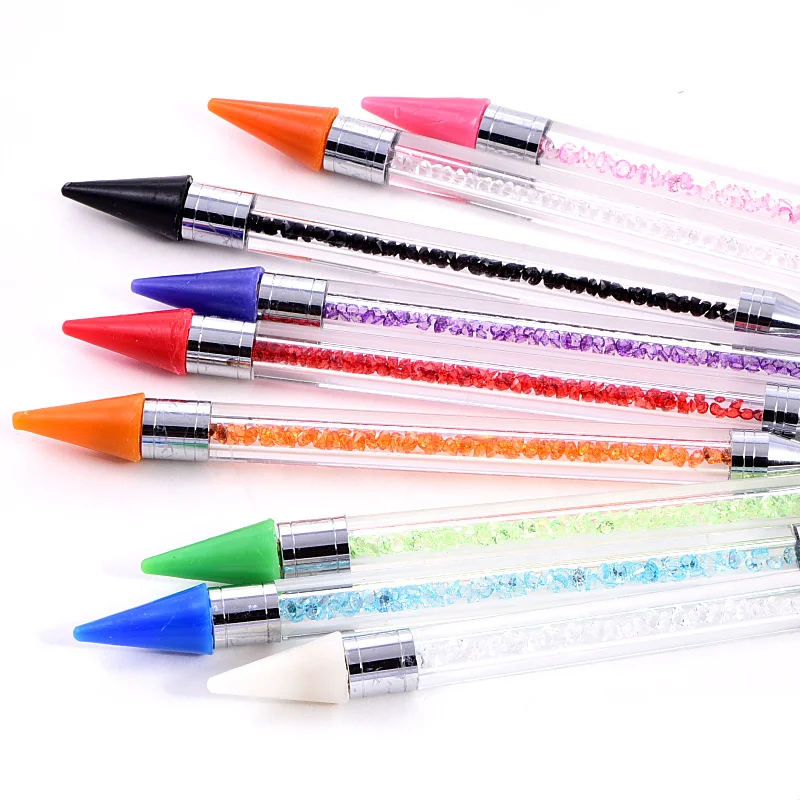 Colorful Crystal Pick Up Pencil Nail Art Rhinestones Picking Up Tools DIY Clothes Beads Picker Diamond Pencil B1287 crystal picking tool