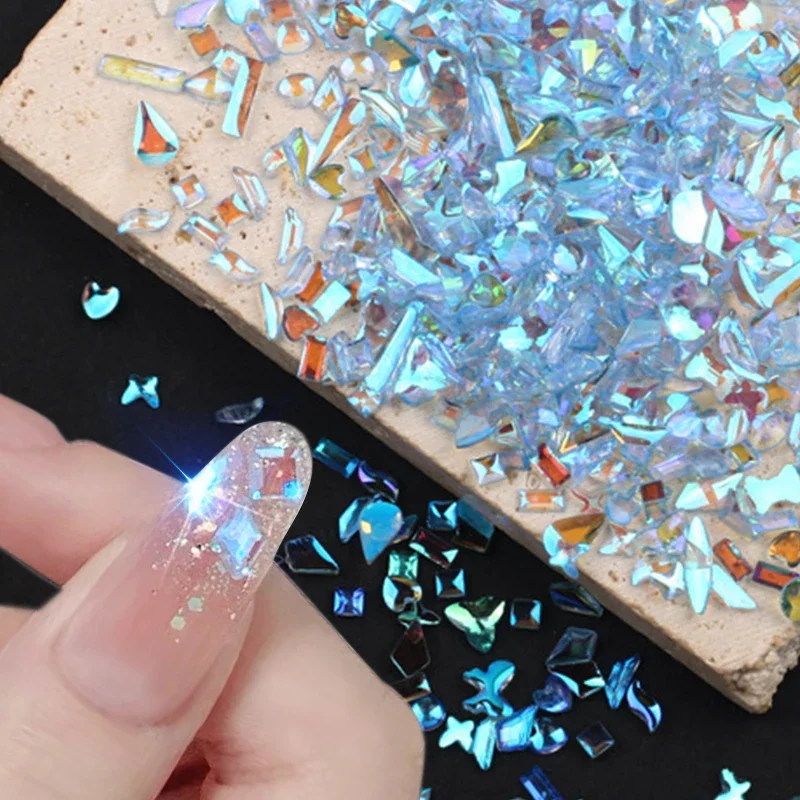 100Pcs 오로라 네일 아트 라인 석 멀티 모양 3D 수지 플랫 백 AB 크리스탈 네일 아트 공예 장식 믹스 스타일