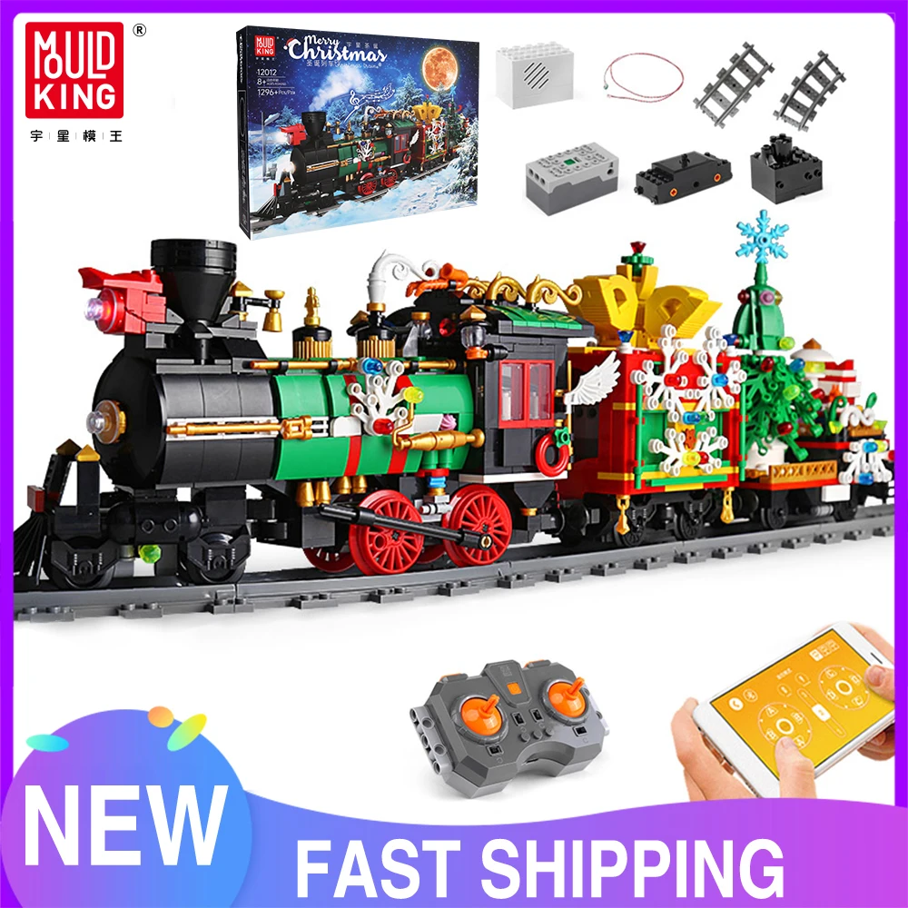 Mould King 12012 Technical Train Toys The Motorized Christmas Train Building Block Assembly Train Brick Set Kids Christmas Gift