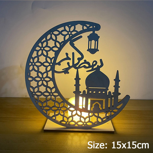Eid Mubarak Decorations for Home Wooden Table Stand Moon Plaque Hanging Pendant Islam Muslim Event Party Supplies