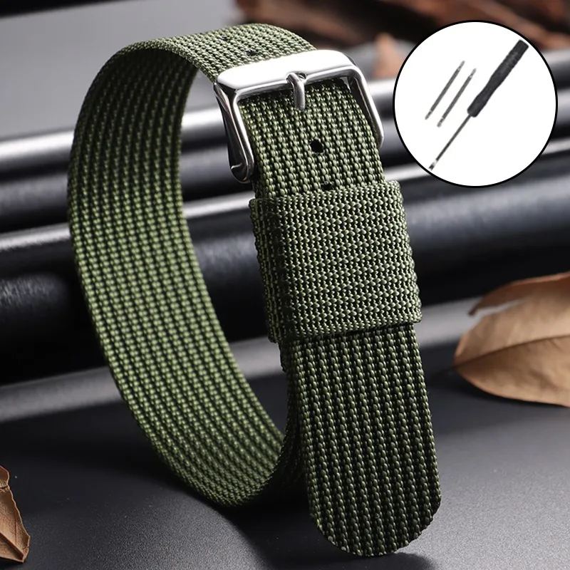 Braided Nylon Strap - Men's Army Sports Breathable Watch Band Wristbelt