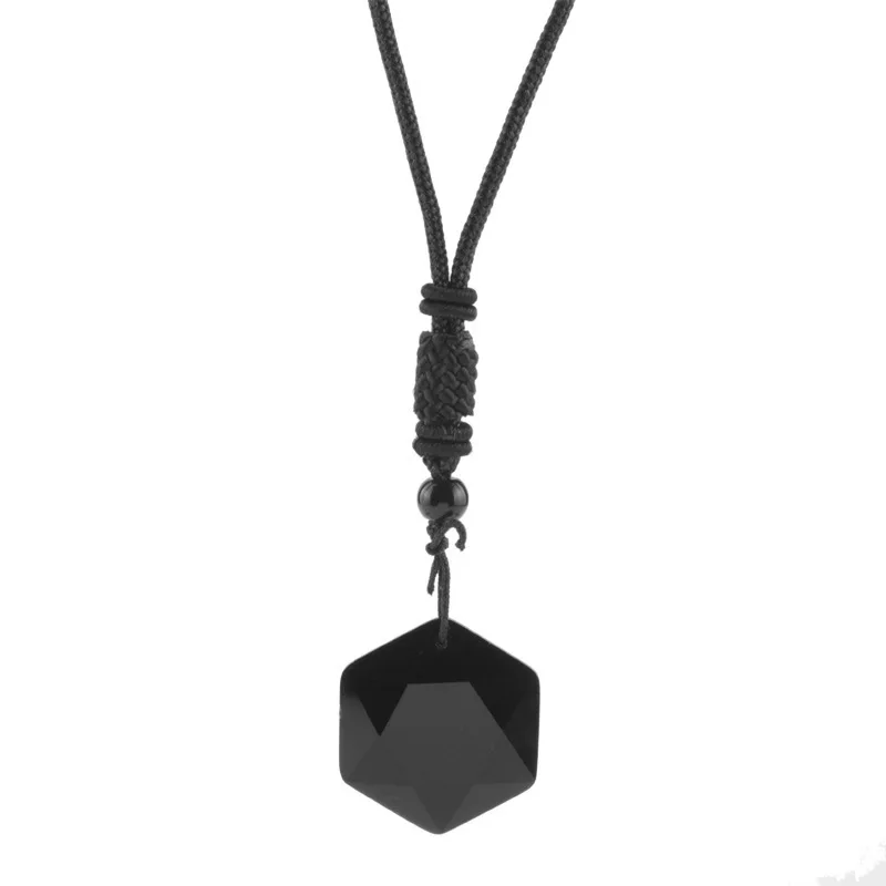 Necklace Pendant Anime Necklace Game Necklace Spirit Pendulum Energy Stone Obsidian Six Star Necklace Men and Women Sweater Chain Necklace