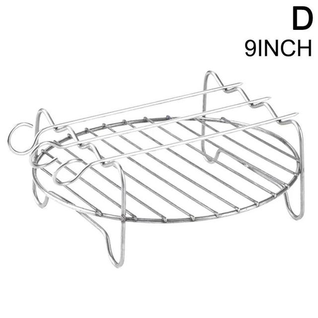 Fryer Rack Skewers Accessories Double Layer Versatile Roasting Grill Tray Home Bbq Replacement Holder Round Baking X3k9