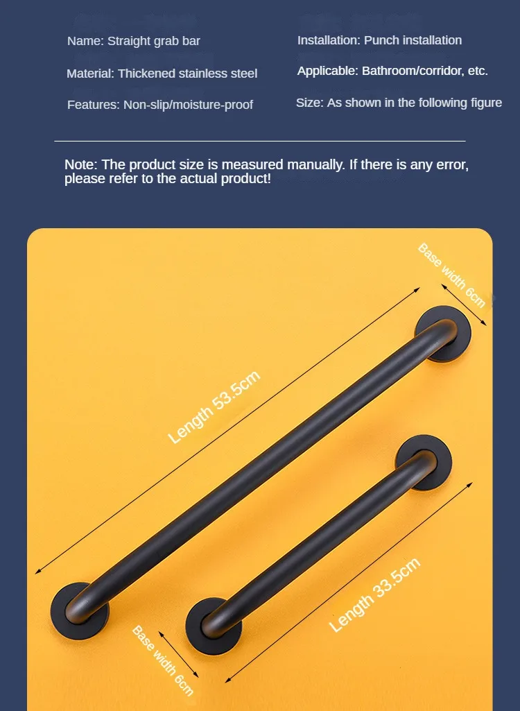 Description Picture 3 of itemGrab Bars Bathroom Safety Accessories Bathtub Toilet Handrails Black Shower Safety Support Handles Stainless Steel Towel Racks