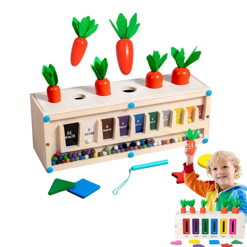 

Montessori Box Carrots Toys Sorting & Matching Educational Toys Magnetic Beads Toy Carrot Pulling Toy 3 In 1 Montessori Toys For