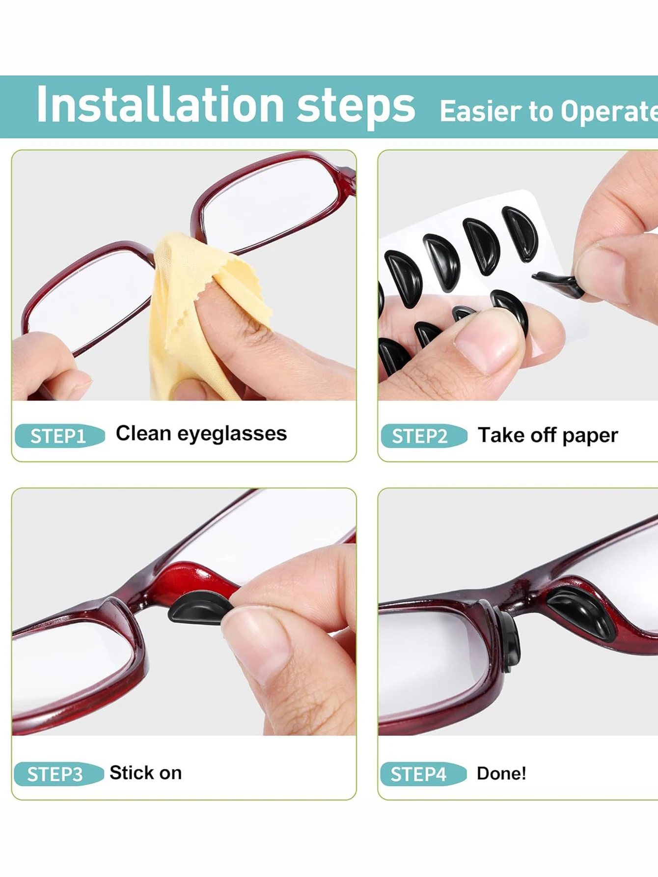 5pairs Eyeglasses Anti Slip Nose Pads Soft Silicone Adhesive Glasses Nose Pads for Plastic Frame Glasses Sunglasses(Black/White) 3