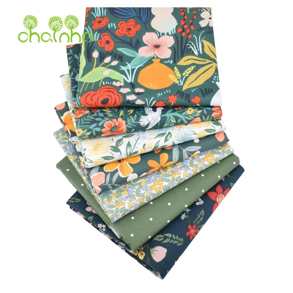

Chainho,Printed Twill Weave Cotton Fabric,Patchwork Cloth,DIY Sewing Quilting Material,Flower Series,4 Specification,CC108