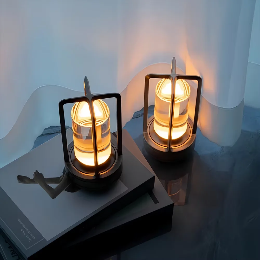 Restaurant cordless rechargeable table lamp aluminum LED metal desk lamp bedroom bedside night lamp bar hotel decorative lamp 5