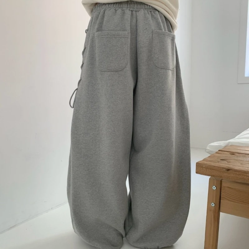 Y2K Side Eyelet Sweatpants Lace Up Drawstring Pants Streetwear Women Korean Pop Clothes Trend Harajuku Classic Baggy Trousers 5