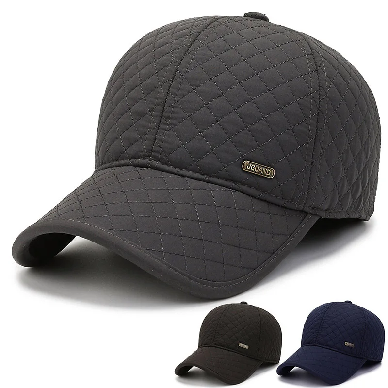 Winter Dicker Baseball Kappe Für Männer Mit Ohrenklappen Warm Halten Baumwolle Snapback Kappe Männlichen Vater Hut Ohr Schutz Casquette
