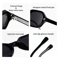 Lunettes de soleil hexagonales vintage à petite monture pour femmes et hommes, de marque de luxe, populaires, style punk, avec rivets, pour la conduite 5
