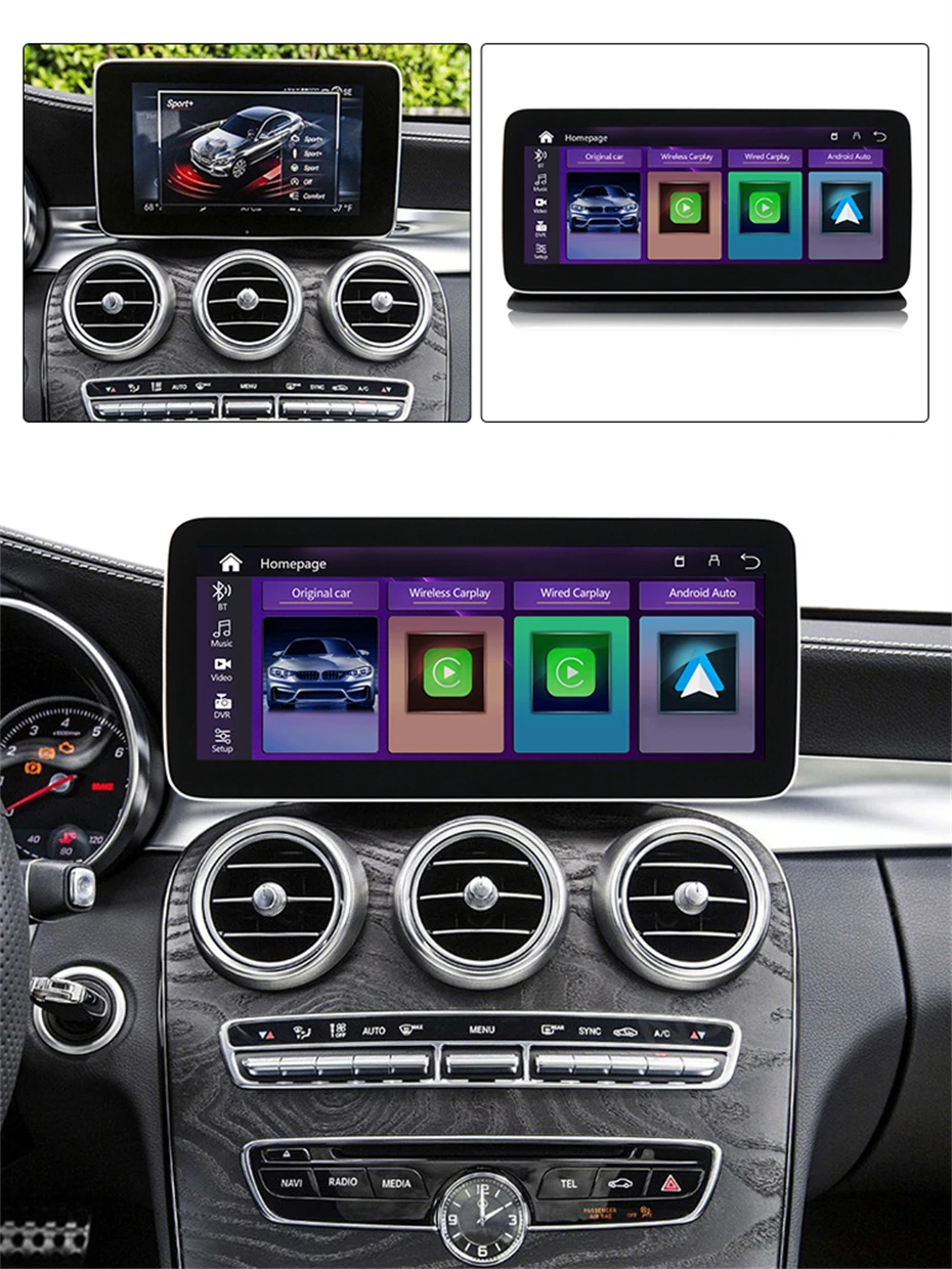 Apple Carplay et Android Auto pour Mercedes Classe C - [C205/S205 et W205  phase 1] de 2014 à 2019 avec système NTG 5.0/5.1