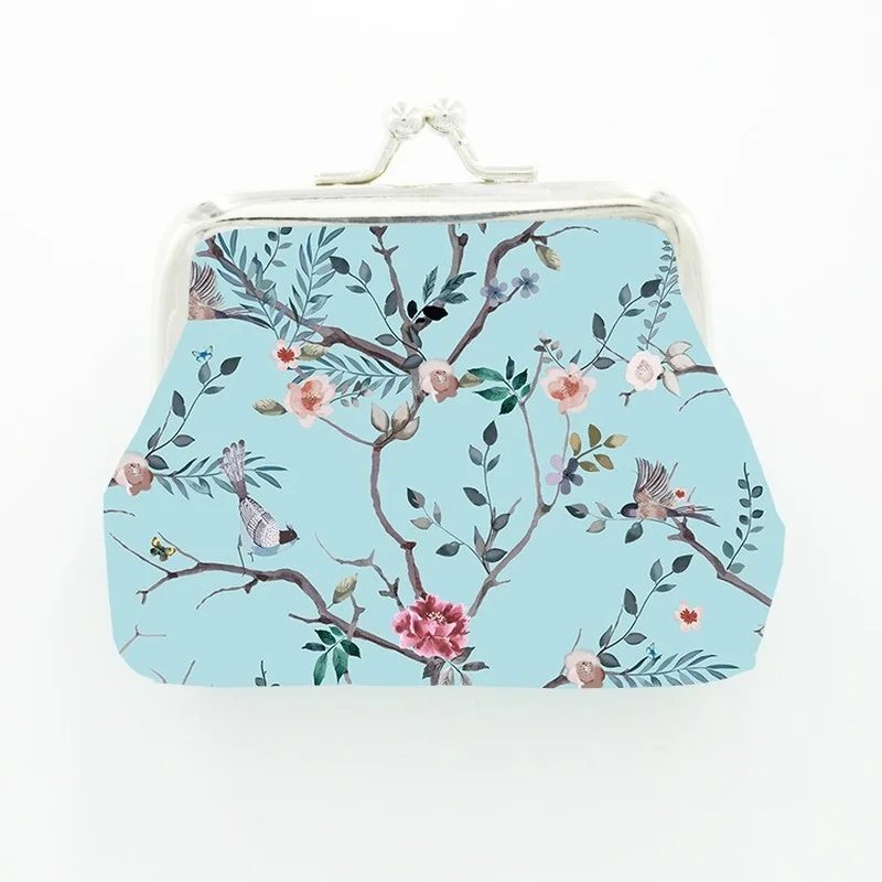 Leather Coin Purse Women Floral Mini Change Purses Kids Coin Pocket Wallets Earphone Key Card Holder Wallet Bag Pouch coin purse,coin wallet,change bag,women wallet,card wallet