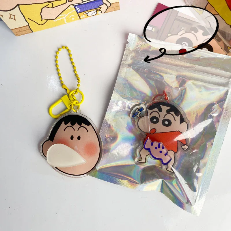 

Kawaii Crayon Shin Chan Keychain Bag Pendant Rotate Anime Acrylic Pendant Fun Gifts Friends Carry-On Lovely For Girls Boys