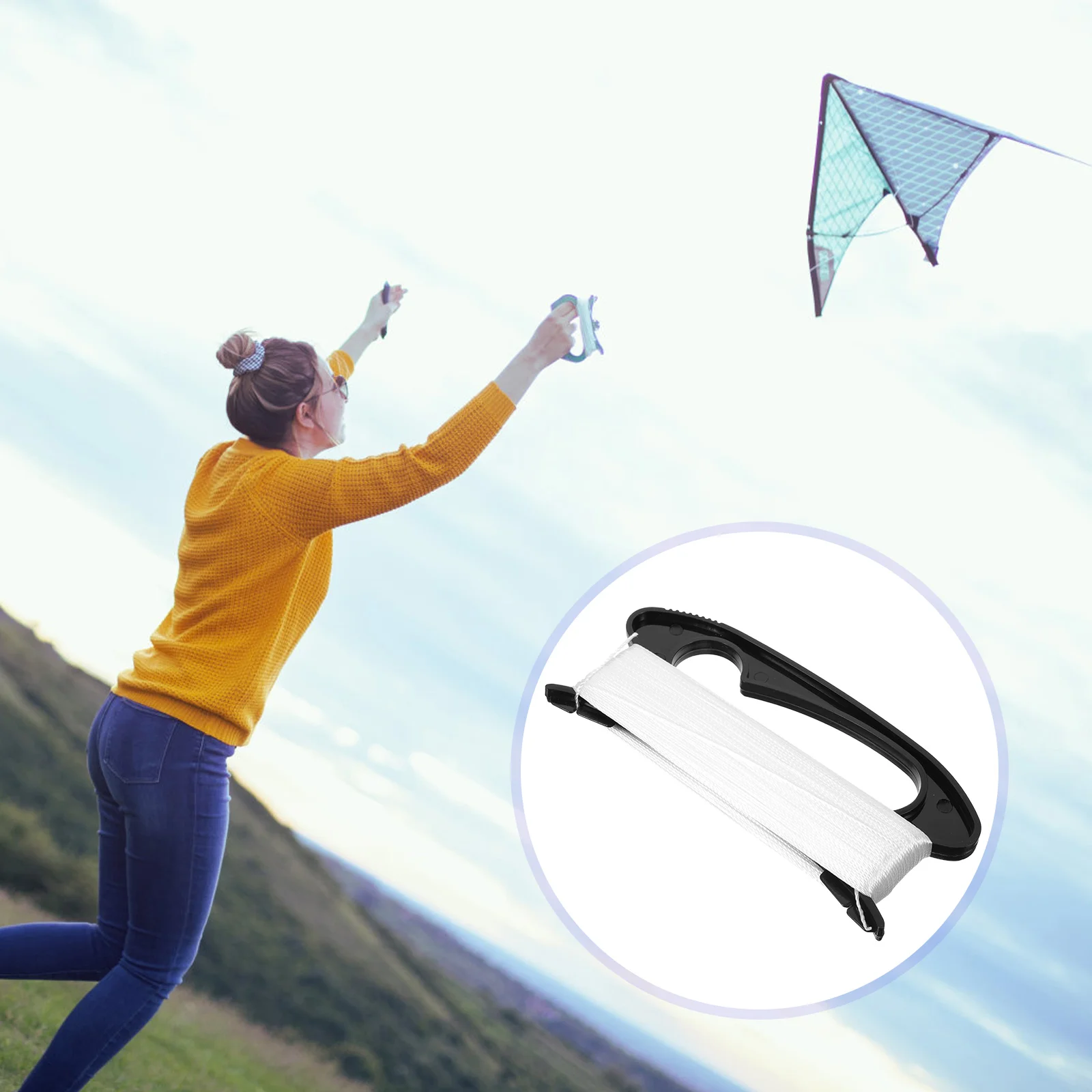 

Healifty Outdoor Accessories Kite Flying Accessories 3Pcs Kite String 100M Kite Spool Handle Line String Winding Board