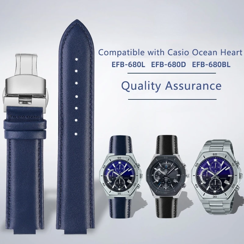 Cinturino In Vera Pelle Di Alta Qualità Per Casio Building Ocean Heart Farm Oak Efb-680 Ecb-10D Series Watch Band