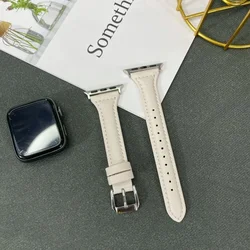 Elegant Leather Slim Strap - Women's Bracelet - 42mm 44mm 45mm 49mm (8 Ivory White)