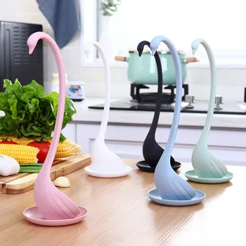 5 Colors Creative Swan Shaped Soup Spoon Eco Friendly Wheat Straw Plastic Long Handle Tableware Dinnerware Kitchen Accessories 1