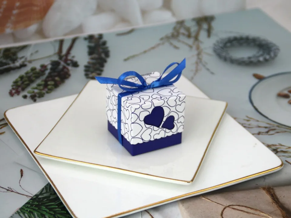50Pcs Double Love Heart Candy Gift Boxes with Ribbon Wedding Favor Boxes Party Packagin... - SKU HCGB1016 - UGI Packaging