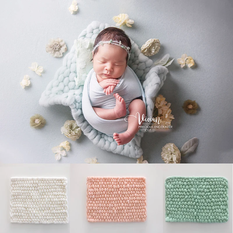

Одеяло для фотосъемки новорожденных реквизит мягкое одеяло из грубой шерсти для новорожденных малышей декоративный фон аксессуары для фотостудии