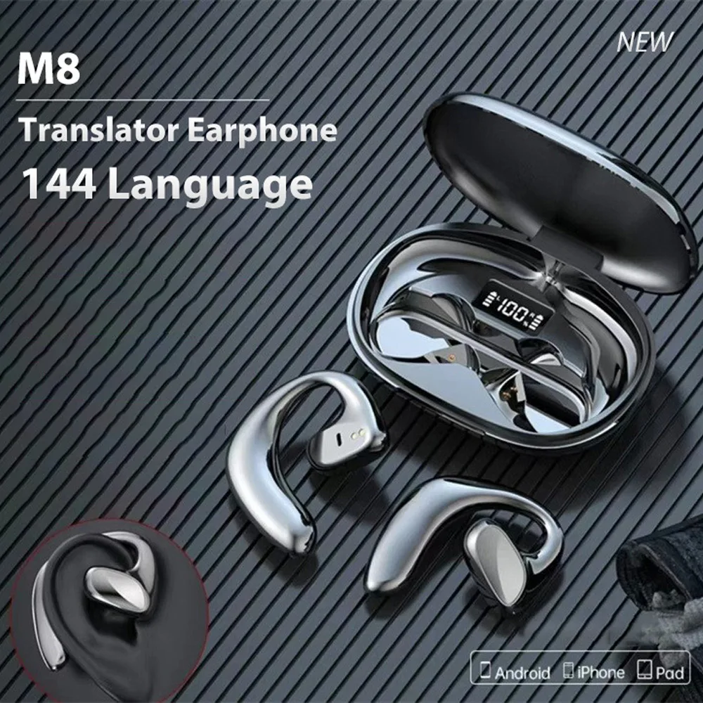 M8 Wireless Translation Headset 144 Languages instant Translator Earbuds intelligent Voice Multi Languages Business Translator translator earbuds,translator earphones,translation headset