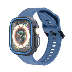 Silicone Sport Strap and Protective Case for 49mm Ultra 1 2 (Blue LU)