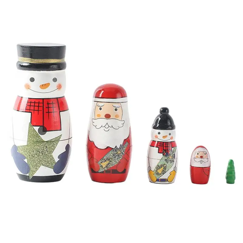 

Matryoshka Stacking Dolls Set Of 5 Christmas Decorative Nesting Russian Dolls Relaxing Fidget Toys For Bedside Coffee Table