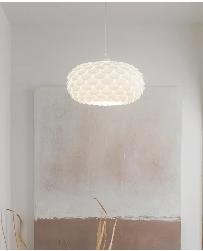 Description Picture 3 of itemWhite Circular Pendant Light Restaurant Shop Hotel Lobby Art Chandelier Living Room Bedroom Ceiling Light for Home and Decor