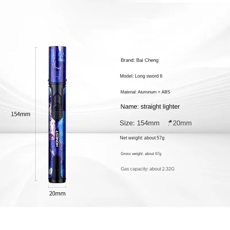 HONEST Metal Windproof Refillable Pen Torch Lighter Jet Flame Butane for Kitchen BBQ Candle Camping