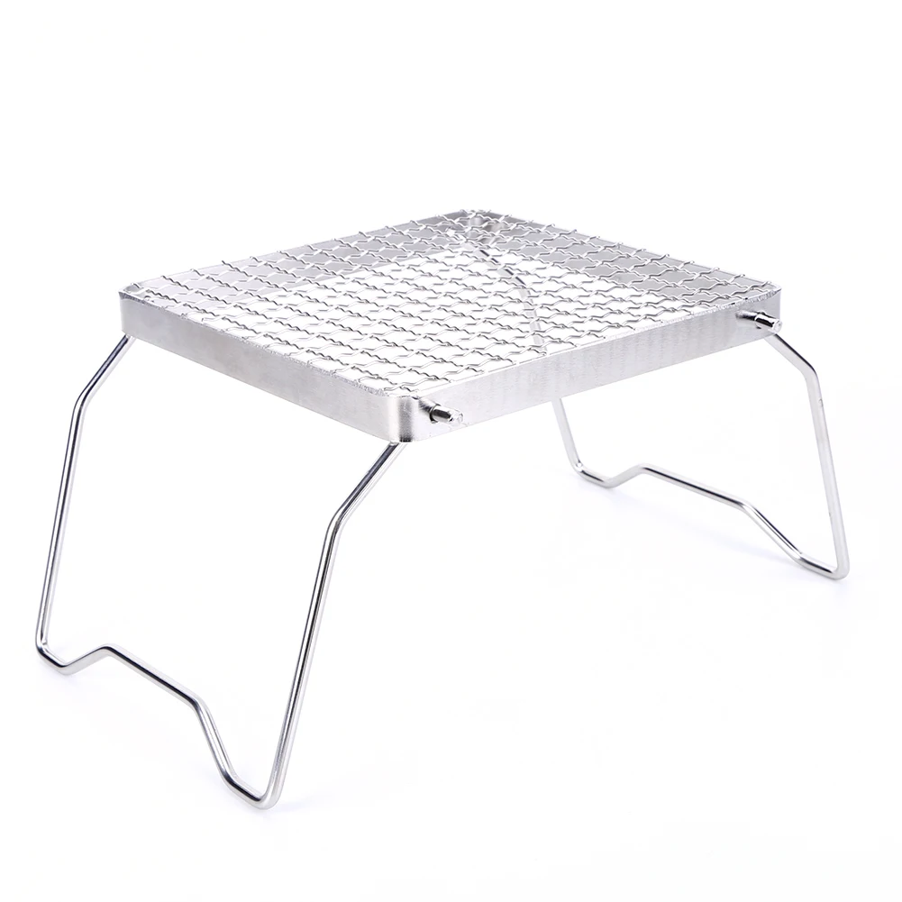 Mini Barbecue Grill Stand Stainless Steel Foldable Stove Pot Rack Heat Resistance Gas Stove Stand for Outdoor Camping Hiking