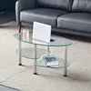 Oval-Shaped Glass Tea Table for Office, 3-Tier Modern Coffee Table, End Table for Living Room (Black) 4