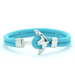 Marine Style Multicolor Anchor Bracelet for Men - Nautical Surf & Beach Accessory (Light blue)