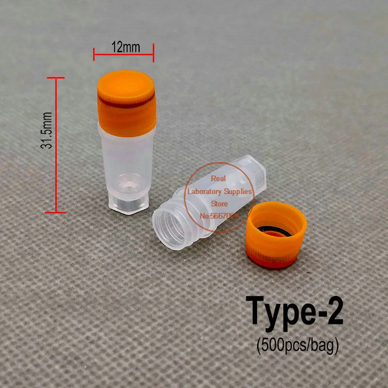 500pcs/lot 0.5ml Plastic Freezing Tube Lab Cryovial Lyophilized Bottle with Silica Gel Gasket Centrifuge Tubes