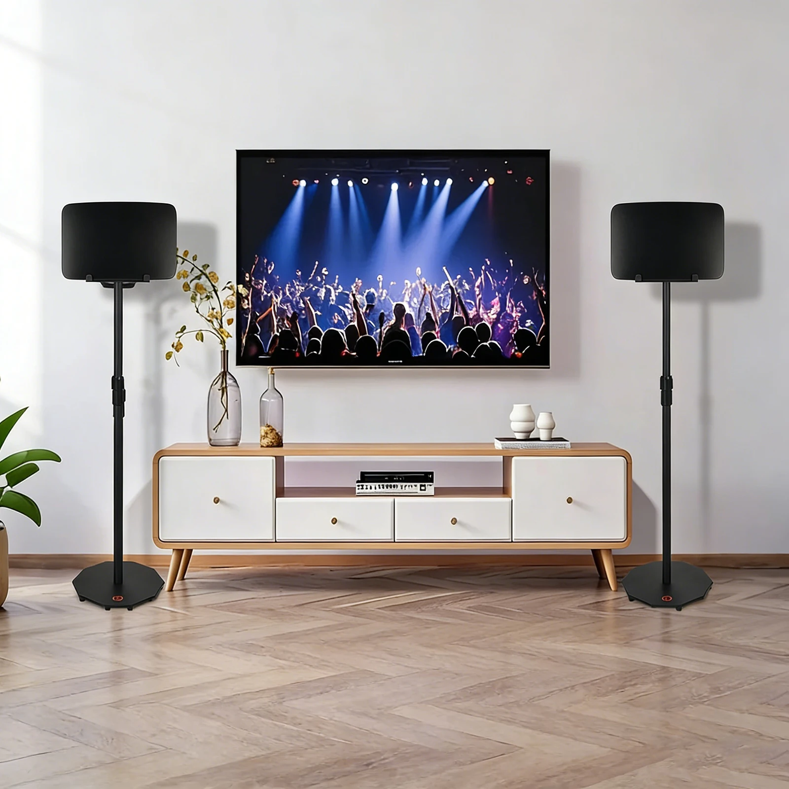 Sonos Five용 높이 조절 가능 스피커 스탠드 수평 및 수직 사운드 바 브래킷 홀더 헤비듀티 플로어 스피커 스탠드