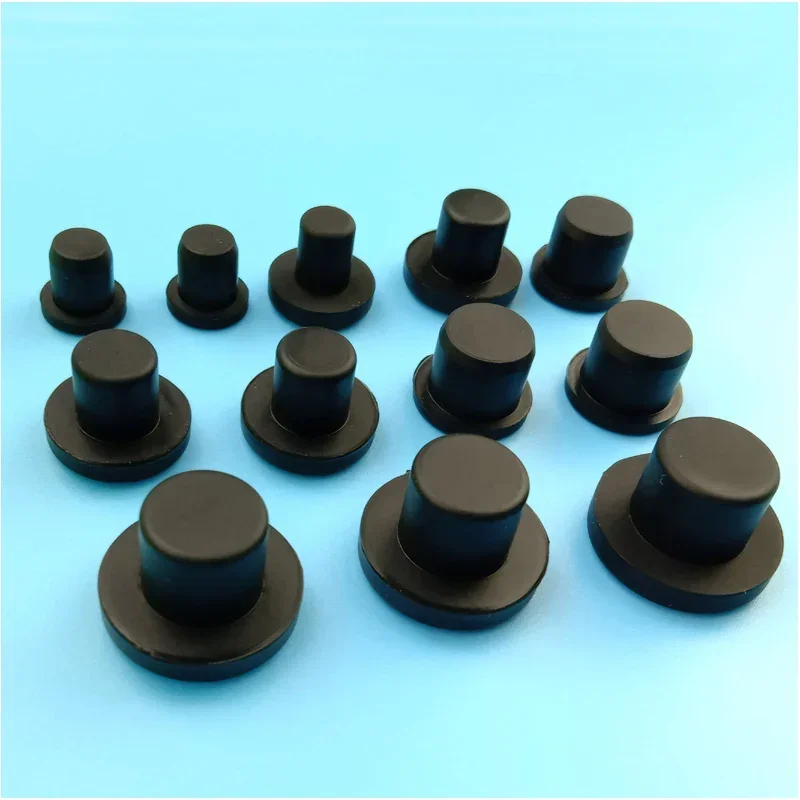 Black Solid Silicone Hole Caps 2mm-14mm T Type High Temperature Resistance Seal Hole Plugs Dust-proof Gasket Blanking End Caps silicone rubber plugs rubber caps silicone rubber caps