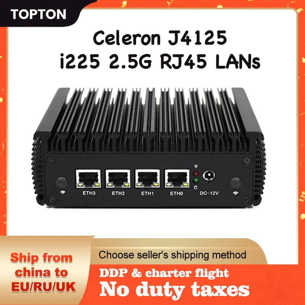 Celeron J4125 Fanless Mini PC 4 Intel 2.5G i225 LAN Switch Quad Core Router Server ESXI HD-MI VGA pfSense Firewall Appliance | Компьютеры