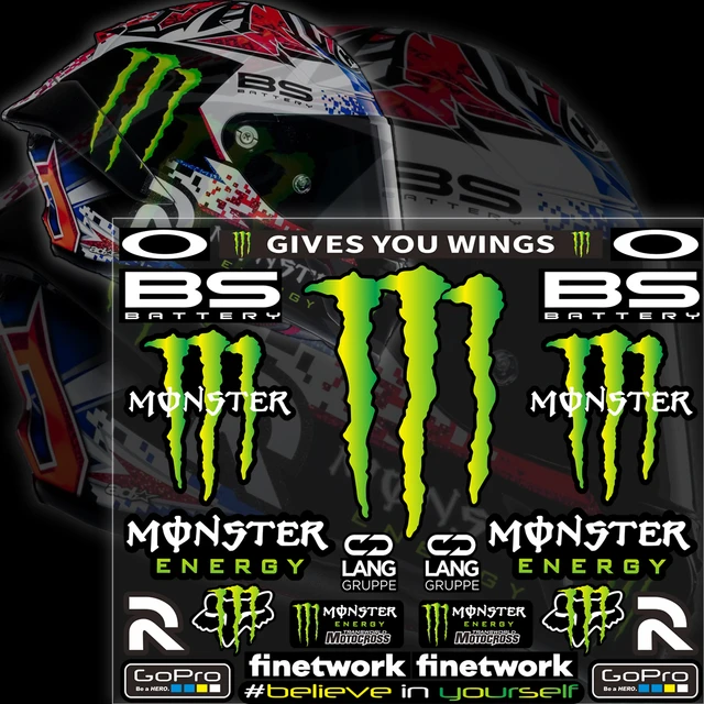 Vinyl Monster Energy Helmet Stickers Decals Logo Set - AliExpress