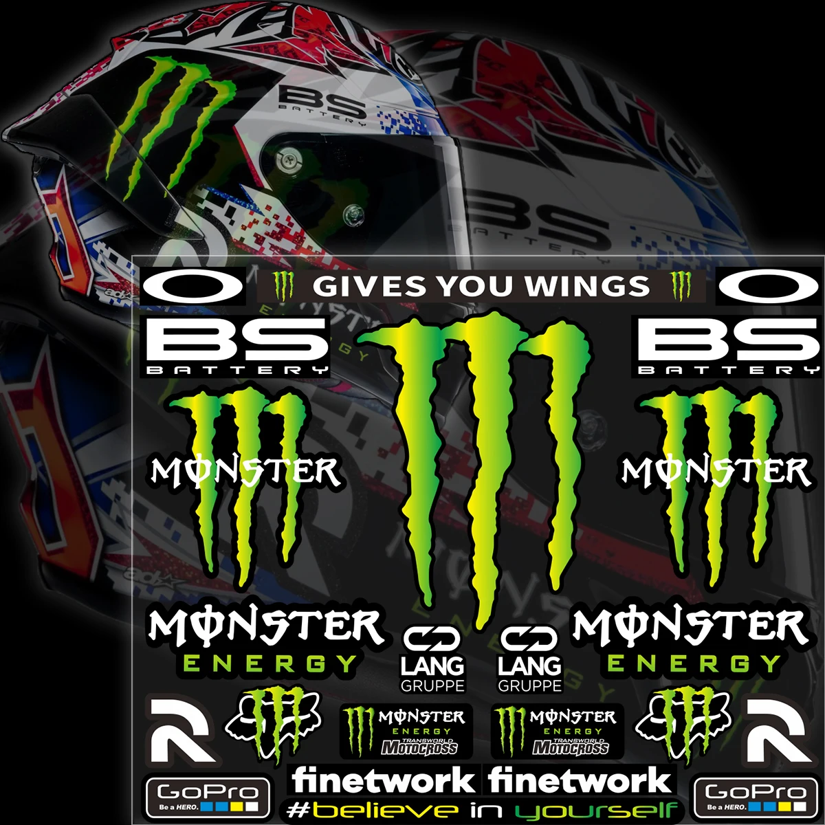 Stickers helmet motorcycle - Monster Energy - M-Stickers