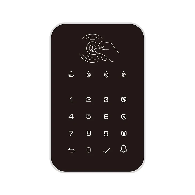 CPVAN 433Mhz Wireless Touch Keyboard with 2pcs RFID card For Tuya Smart Home Security Alarm System Arm/Disarm Password Keypad