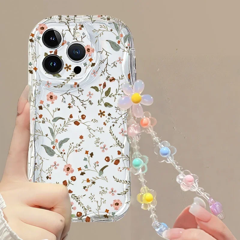 Floral Charm Bracelet Phone Case with Chain