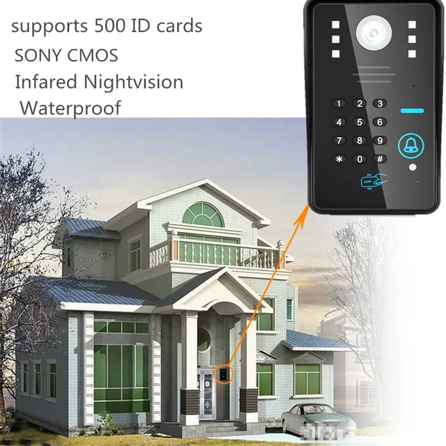 Video intercom system 7" Lcd Video door phone RFID door access control kit camera Electric Strike Lock wireless remote control 3
