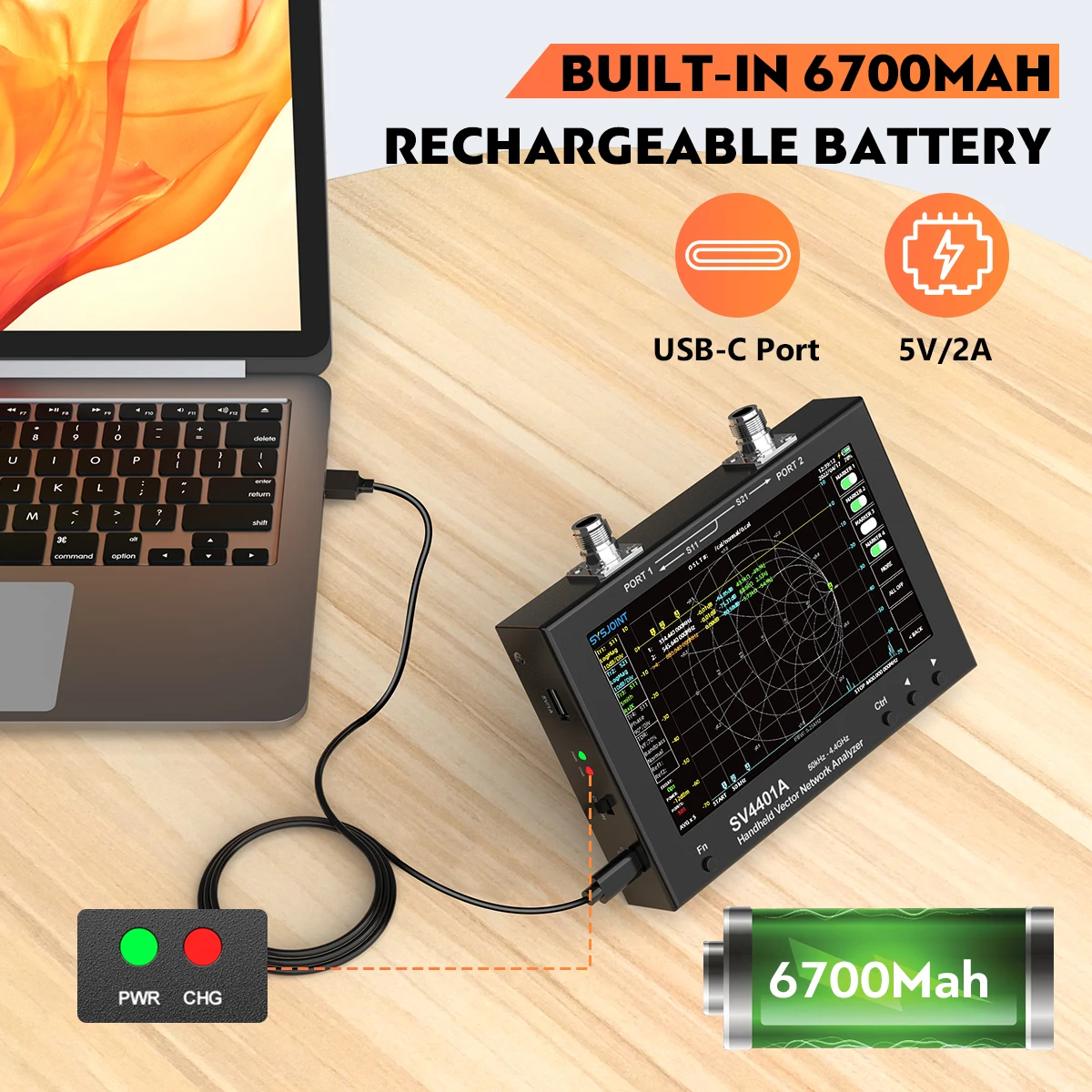 SV4401A 7" Touch LCD 50KHz-4.4GHz NanoVNA VNA Vector Network Antenna Analyzer UHF HF VHF SWR 100db Dynamic NanoVNA Tester