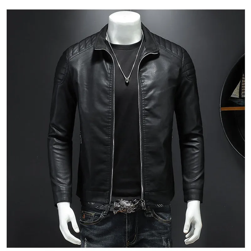 

Autumn/Winter Leather Jacket Men's slim Pu Leather jacket Fashion motorcycle casual coat men's motorcycle leather jacket