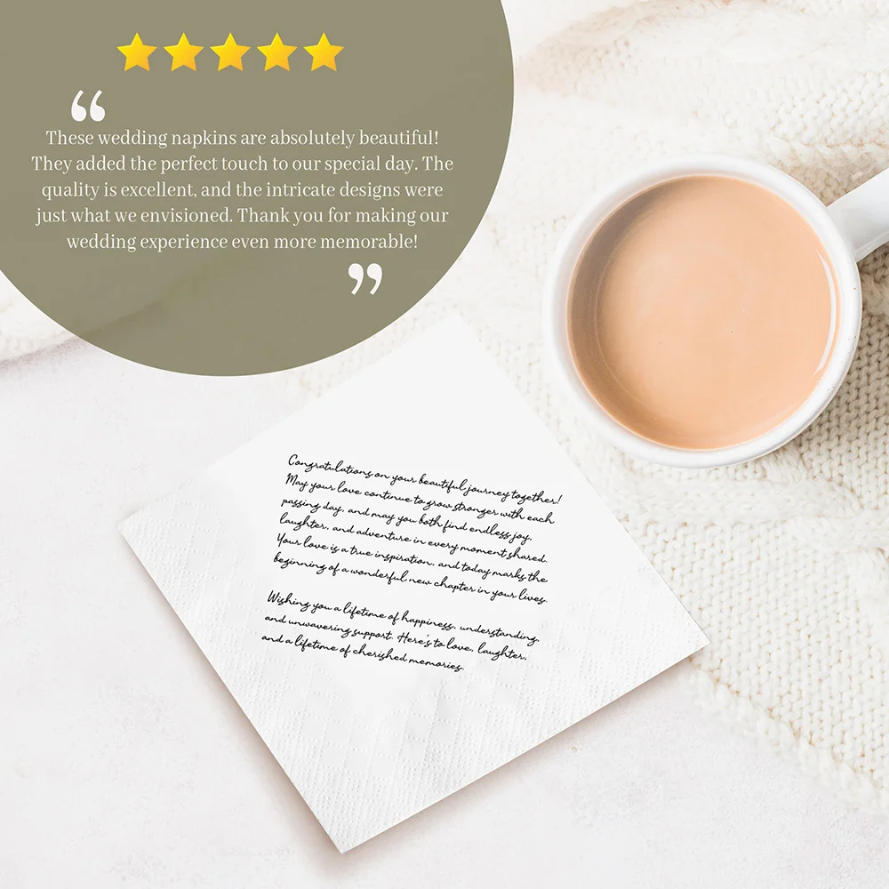 Disposable Tableware Paper Napkins Custom Personalized Handwritten Letter Birthday Wedding Cocktail Party Decor