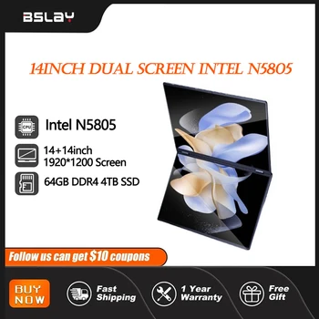 Laptop 14 inch dual touch screen Intel Celeron N5805 8GB RAM 2TB SSD, 4700mAh high-definition camera 1920 * 1200 portable 1